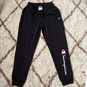 Champion Black Jogger Sweatpants with White Logo